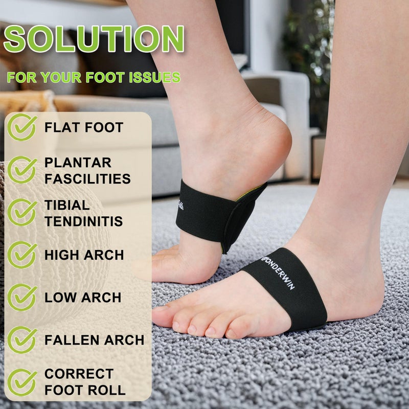 Wonderwin Arch Support Compression Sleeves  3 Pairs  Cushioned Foot Relief for Plantar Fasciitis and Fallen Arches  Black/Green - Image 2